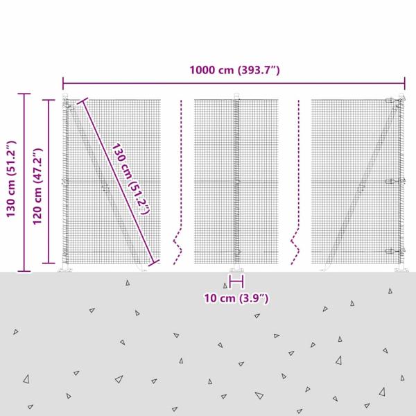 Zaunpfosten Grün 10 x 1,2 m (16 x 16 mm Netz) Stahl und PVC