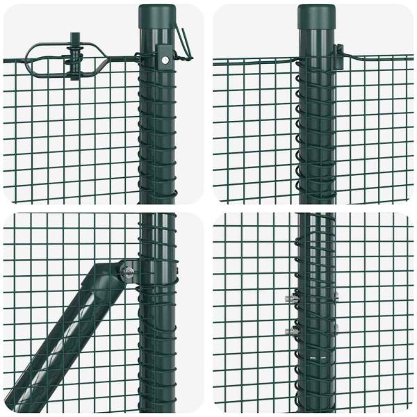Zaunpfosten Grün 10 x 1,4 m (12 x 12 mm Maschen) Stahl und PVC
