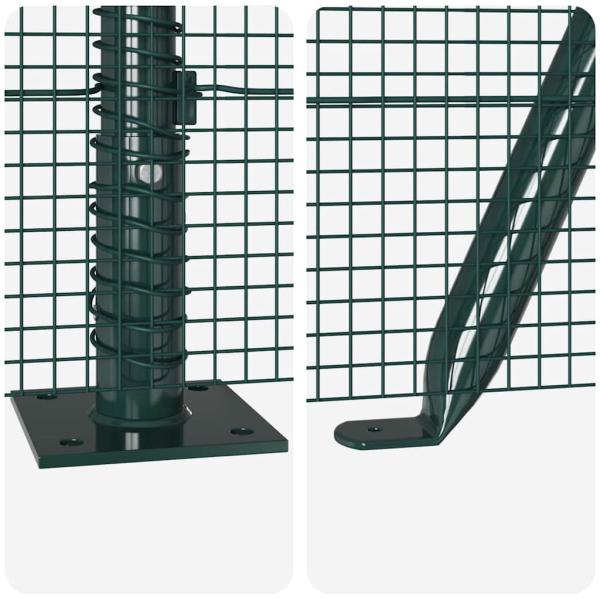 Zaunpfosten Grün 10 x 1,4 m (12 x 12 mm Maschen) Stahl und PVC