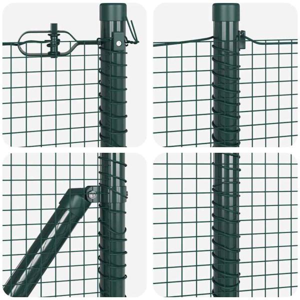 Zaunpfosten Grün 25 x 0,8 m (16 x 16 mm Netz) Stahl und PVC