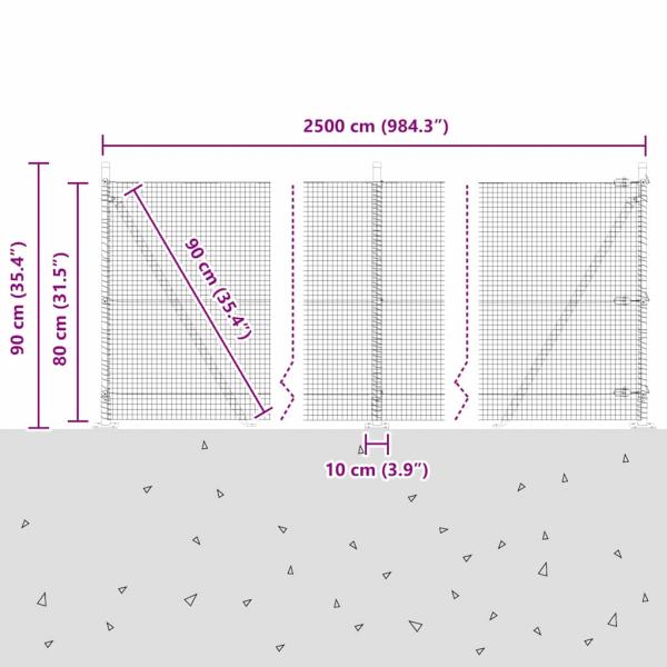 Zaunpfosten Grün 25 x 0,8 m (19 x 19 mm Masche) Stahl und PVC