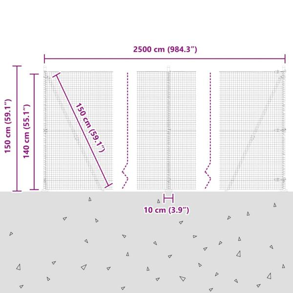 Zaunpfosten Grün 25 x 1,4 m (25 x 25 mm Maschen) Stahl und PVC