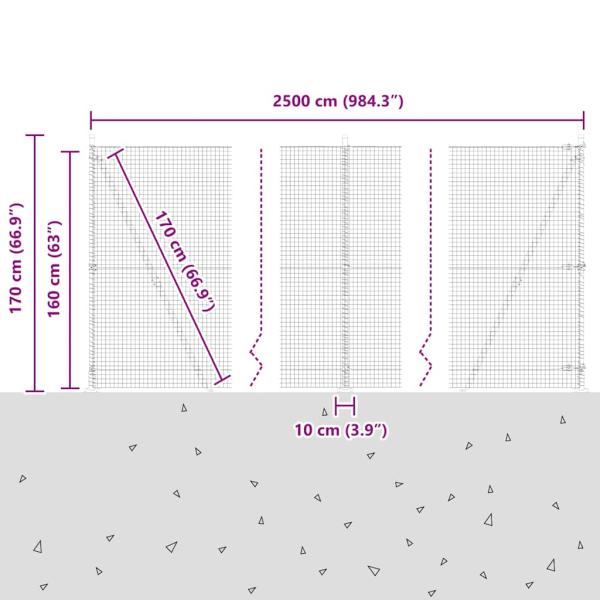 Zaunpfosten Grün 25 x 1,6 m (25 x 25 mm Gitter) Stahl und PVC