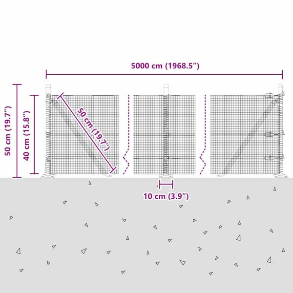 Zaunpfosten Grün 50 x 0,4 m (12 x 12 mm Maschen) Stahl und PVC