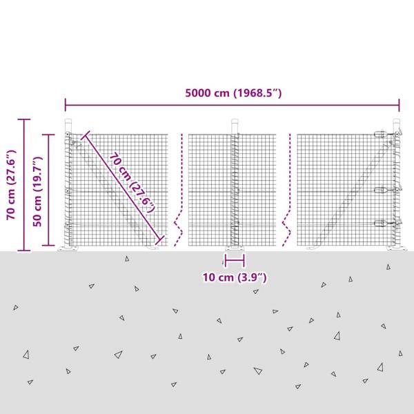 Zaunpfosten Grün 50 x 0,5 m (19 x 19 mm Netz) Stahl und PVC