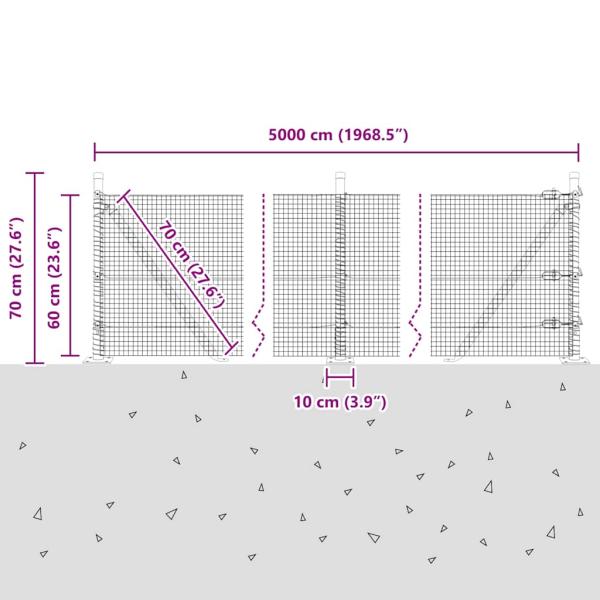 Zaunpfosten Grün 50 x 0,6 m (16 x 16 mm Maschen) Stahl und PVC