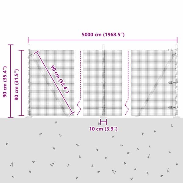 Zaunpfosten Grün 50 x 0,8 m (16 x 16 mm Maschen) Stahl und PVC