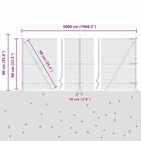 Zaunpfosten Grün 50 x 0,8 m (25 x 25 mm Maschen) Stahl und PVC