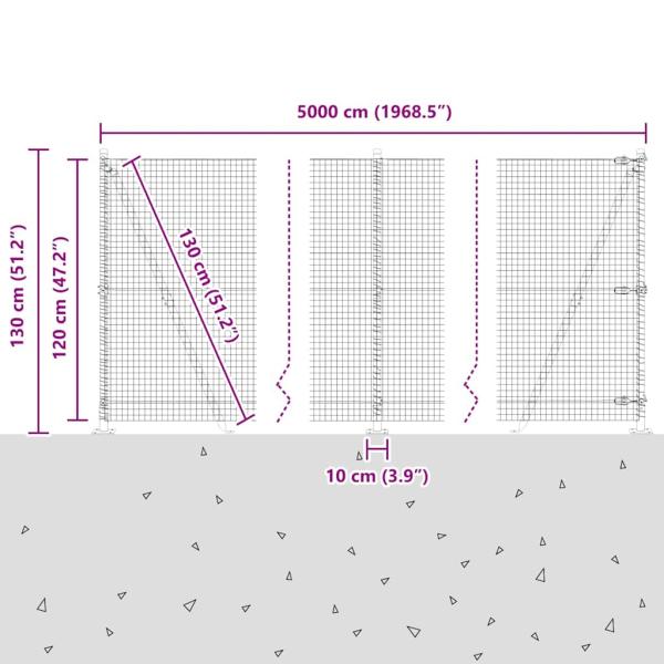 Zaunpfosten Grün 50 x 1,2 m (25 x 25 mm Gitter) Stahl und PVC