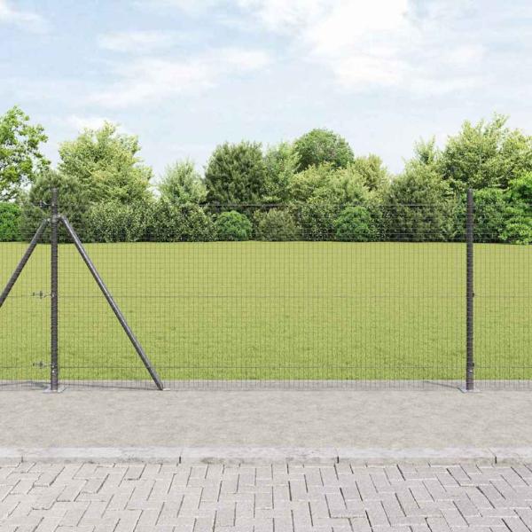 ARDEBO.de - Geschweißter Drahtzaun mit Betonsockel 25 x 0,8 m Grau Netz