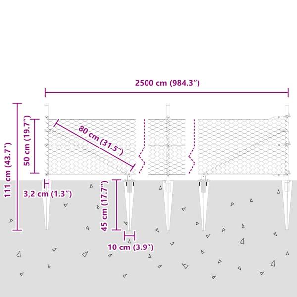 Sechseckiger Zaun mit Pfosten 25 x 0,5 m Waldgrün Netz