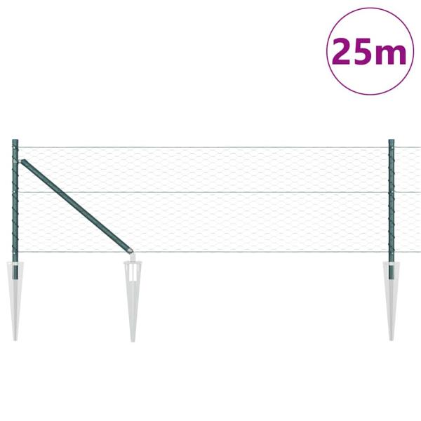 Sechseckzaun mit Pfosten 25 x 0,6 m PVC-beschichteter Stahl