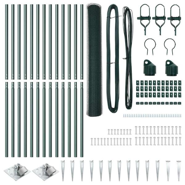 Sechseckzaun mit Pfosten 25 x 1,4 m PVC-beschichteter Stahl