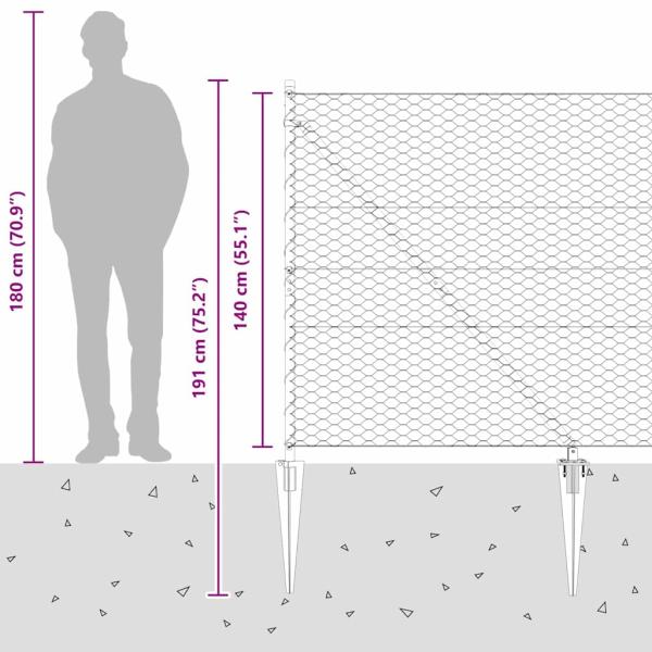 Sechseckzaun mit Pfosten 25 x 1,4 m PVC-beschichteter Stahl