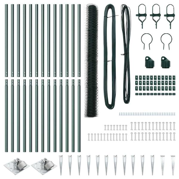 Sechseckzaun mit Pfosten 25 x 1,5 m PVC-beschichteter Stahl