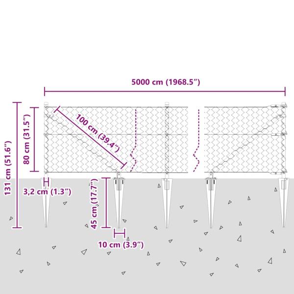 Sechseckzaun mit Pfosten 50 x 0,8 m PVC-beschichteter Stahl
