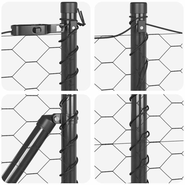 Sechseckzaun mit Pfosten 25 x 0,4 m PVC-beschichteter Stahl