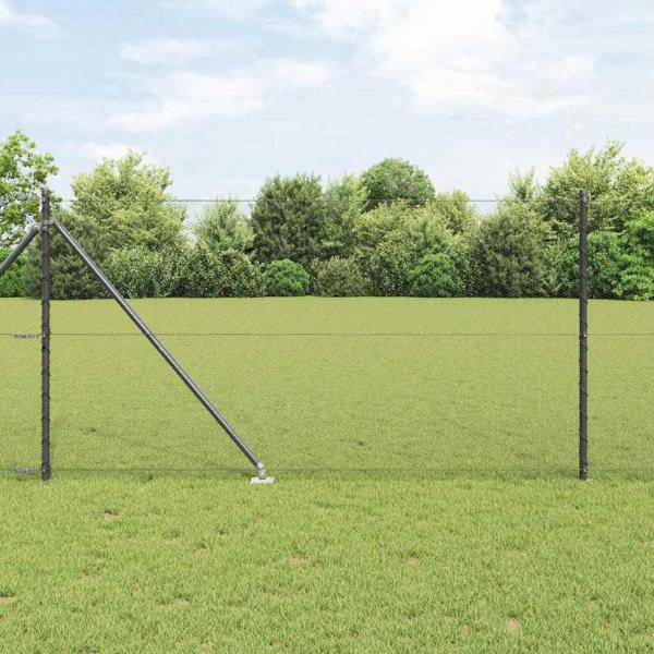 ARDEBO.de - Sechseckzaun mit Pfosten 25 x 1 m PVC-beschichteter Stahl Grau