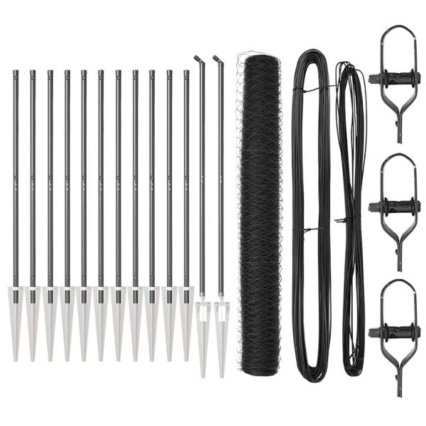 ARDEBO.de - Sechseckzaun mit Pfosten 25 x 1,4 m PVC-beschichteter Stahl