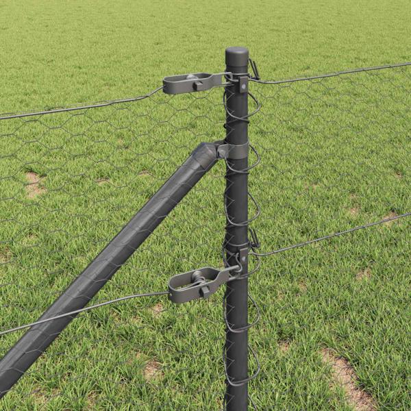 Sechseckzaun mit Pfosten 100 x 0,6 m PVC-beschichteter Stahl