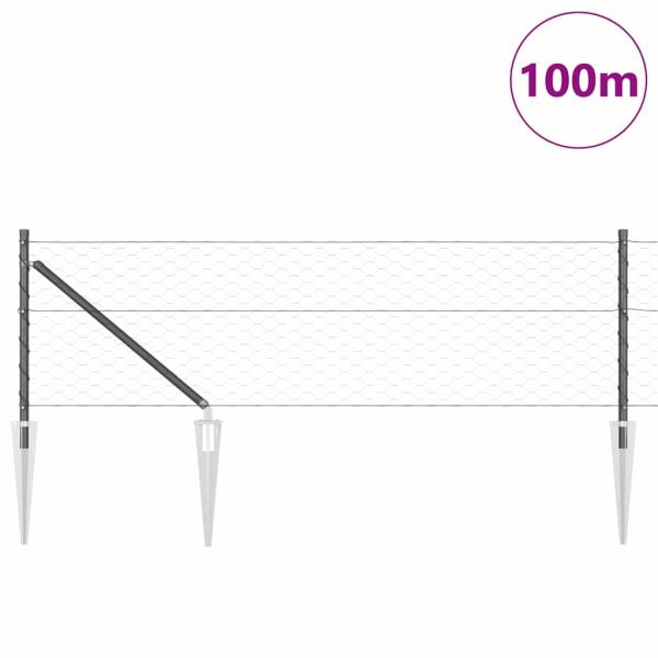 Sechseckzaun mit Pfosten 100 x 0,6 m PVC-beschichteter Stahl