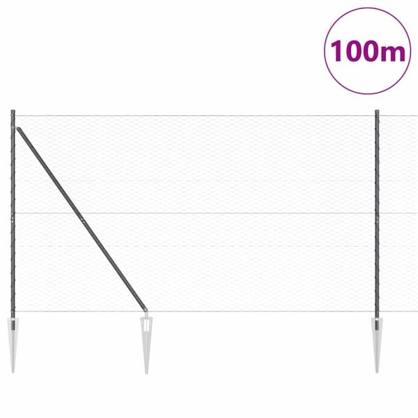 Sechseckzaun mit Pfosten 100 x 1,5 m PVC-beschichteter Stahl