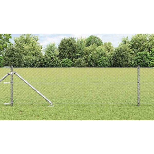 ARDEBO.de - Sechseckzaun mit Pfosten 10 x 0,6 m Verzinkter Stahl Silber