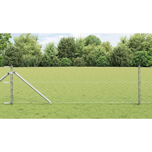ARDEBO.de - Sechseckzaun mit Pfosten 10 x 0,6 m Verzinkter Stahl Silber
