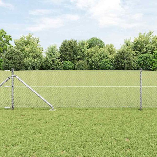 ARDEBO.de - Sechseckzaun mit Pfosten 25 x 0,6 m Verzinkter Stahl Silber
