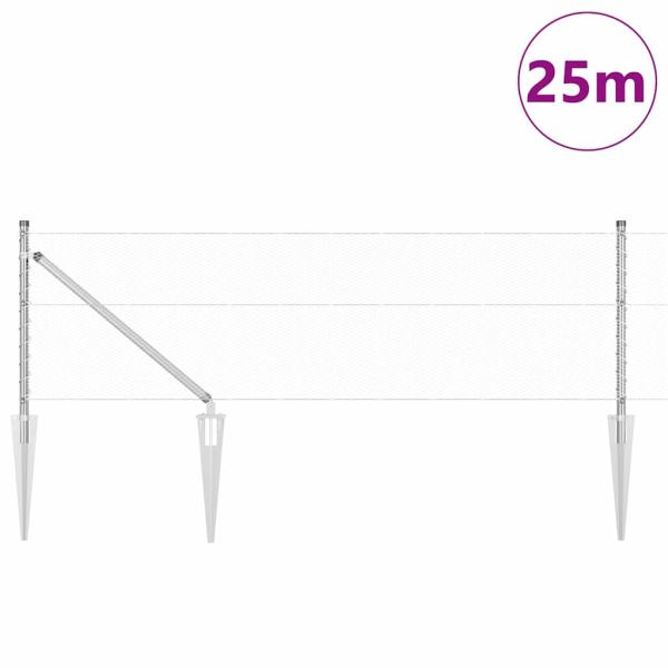 Sechseckzaun mit Pfosten 25 x 0,6 m Verzinkter Stahl Silber