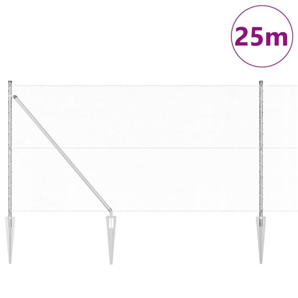 Sechseckzaun mit Pfosten 25 x 1,2 m Verzinkter Stahl Silber