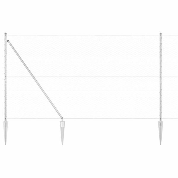 Sechseckzaun mit Pfosten 25 x 1,5 m Verzinkter Stahl Silber