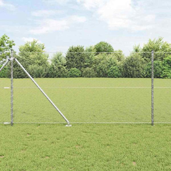 ARDEBO.de - Sechseckzaun mit Pfosten 50 x 1 m Verzinkter Stahl Silber Netz