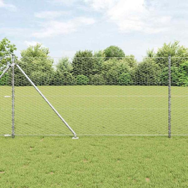 ARDEBO.de - Sechseckzaun mit Pfosten 50 x 1,2 m Verzinkter Stahl Silber