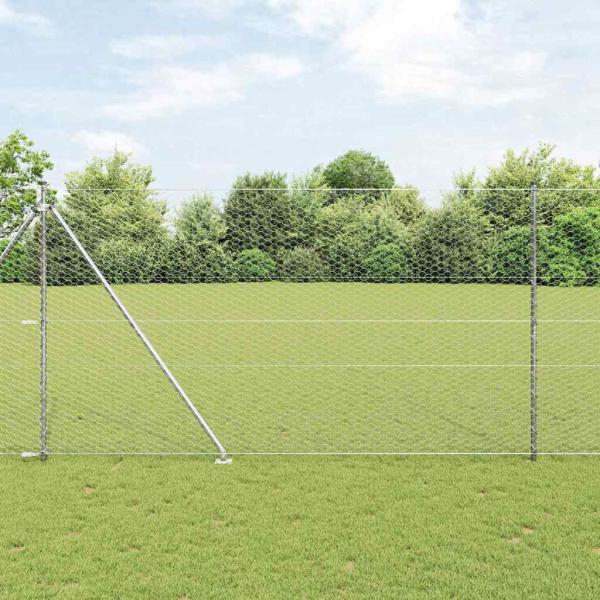 ARDEBO.de - Sechseckzaun mit Pfosten 50 x 1,6 m Verzinkter Stahl Silber