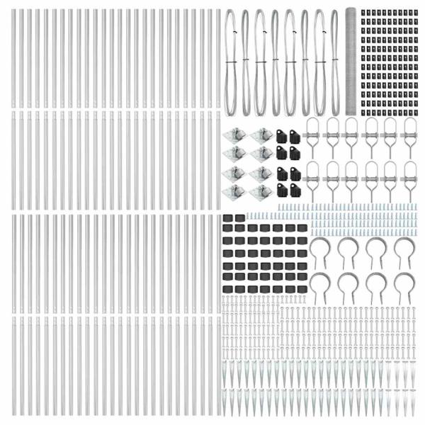 Sechseckzaun mit Pfosten 100 x 1,5 m Verzinkter Stahl Silber