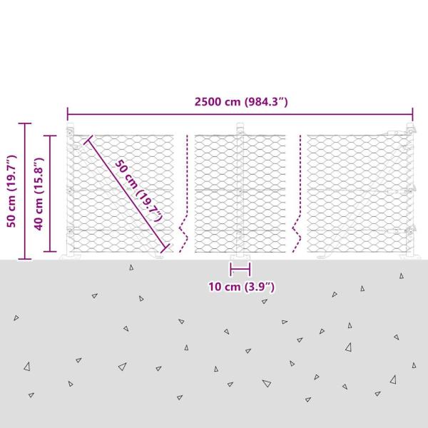 Sechseckzaun mit Betonsockel 25 x 0,4 m PVC-beschichteter Stahl