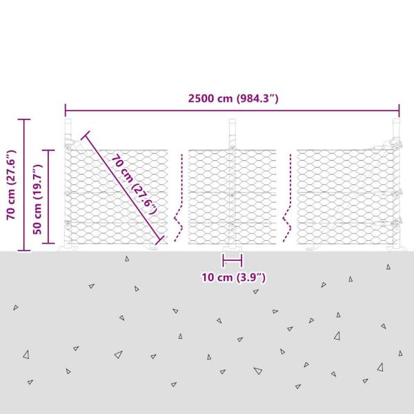 Sechseckzaun mit Betonsockel 25 x 0,5 m PVC-beschichteter Stahl