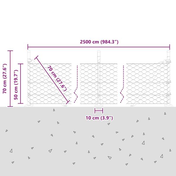 Sechseckiger Zaun mit Betonfundament 25 x 0,5 m Waldgrün Netz