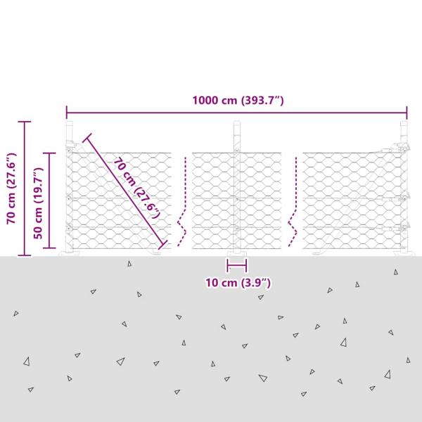 Sechseckzaun mit Betonsockel 10 x 0,5 m PVC-beschichteter Stahl