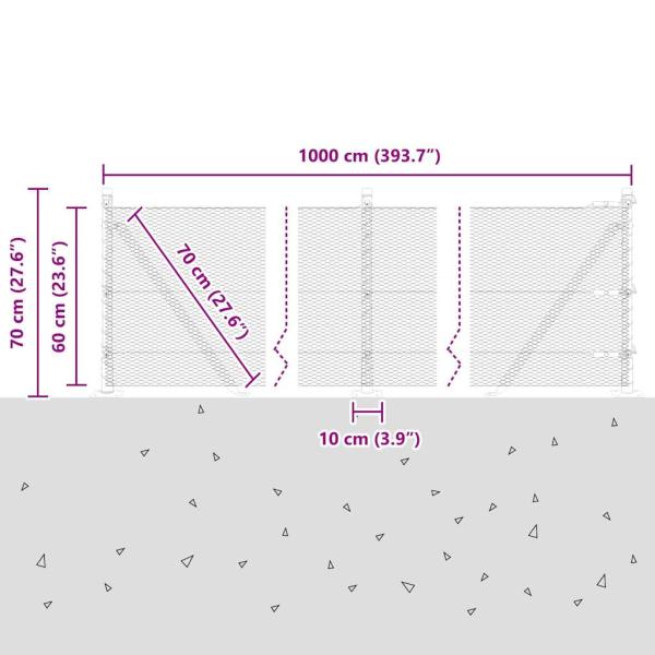 Sechseckzaun mit Betonsockel 10 x 0,6 m PVC-beschichteter Stahl