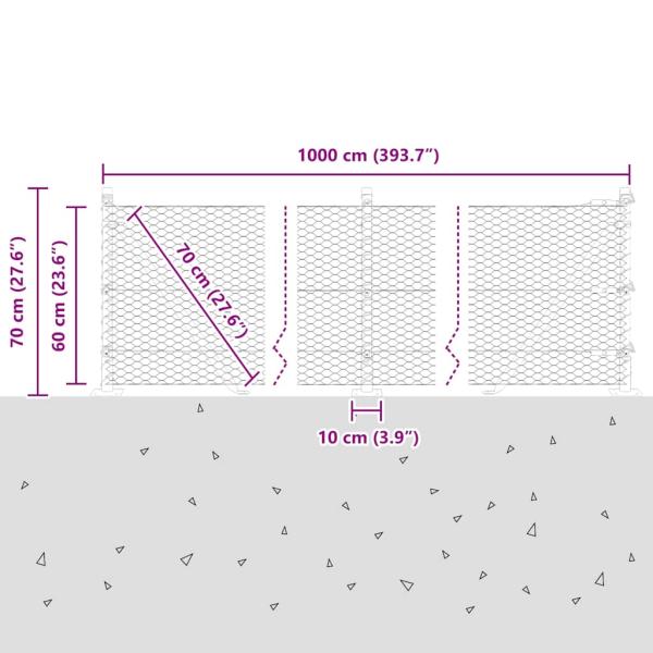 Sechseckzaun mit Betonsockel 10 x 0,6 m PVC-beschichteter Stahl