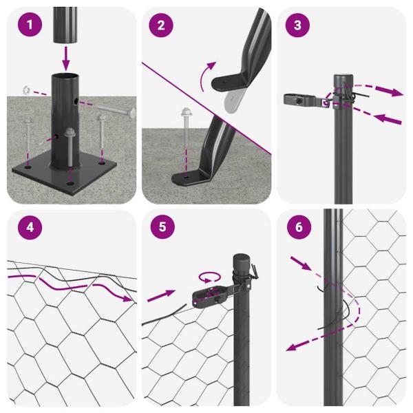 Sechseckzaun mit Betonsockel 10 x 0,6 m PVC-beschichteter Stahl