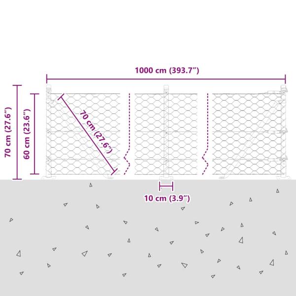 Sechseckzaun mit Betonsockel 10 x 0,6 m PVC-beschichteter Stahl