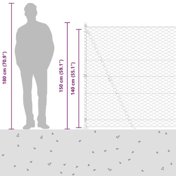 Sechseckzaun mit Betonsockel 10 x 1,4 m PVC-beschichteter Stahl