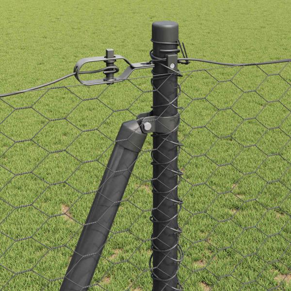 Sechseckzaun mit Betonsockel 25 x 1,6 m PVC-beschichteter Stahl