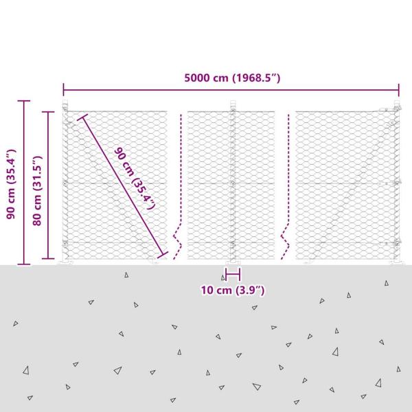 Sechseckzaun mit Betonsockel 50 x 0,8 m PVC-beschichteter Stahl