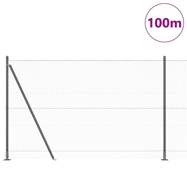 Sechseckzaun mit Betonsockel 100 x 1,5 m Grau Netz