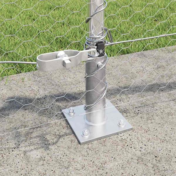 Sechseckzaun mit Betonsockel 10 x 0,6 m Verzinkter Stahl Silber