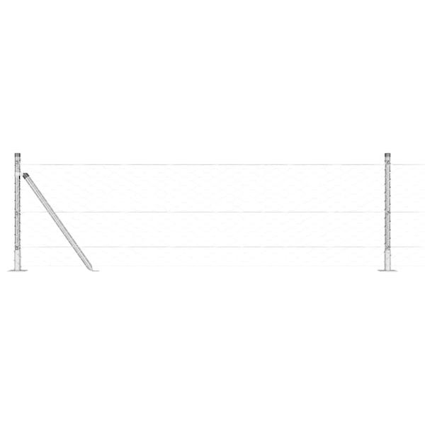 Sechseckiger Zaun mit Betonfundament 25 x 0,5 m Silber Netz